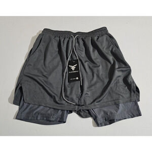 FLYFIREFLY Men's Gym Workout Shorts Running Lightweight Sz Medium, Grey